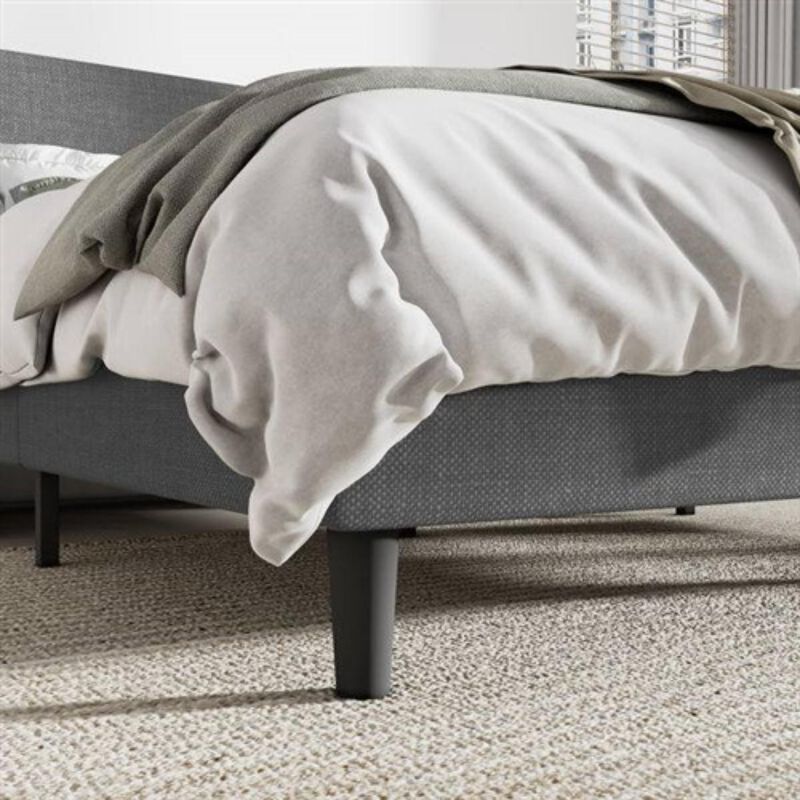 Hivvago King Size Upholstered Linen Blend Headboard Wingback Platform Bed