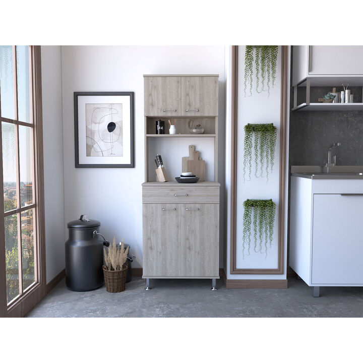 Santa Maria 1-Drawer 1-Shelf Area Pantry With Adjustable Metal Legs Light Grey