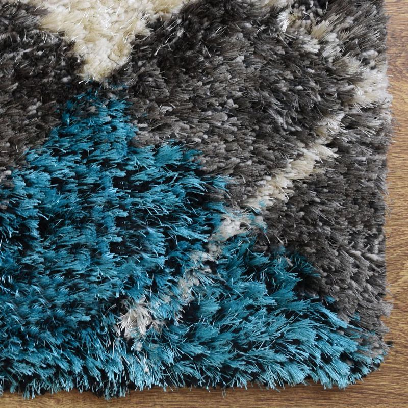 RUGSOTIC CARPETS HAND TUFTED SHAG POLYESTER ECO-FRIENDLY AREA RUGS  - 6'x6', Square, Multicolor, Geometric Modern Design, High Pile Thick Handmade Anti Skid Rugs for Living Room, Bed Room K00015