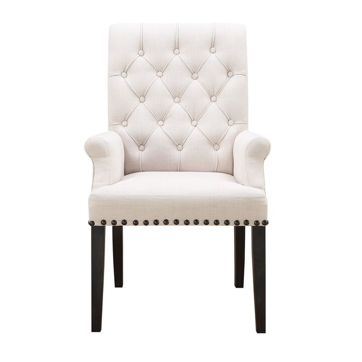 William Parson Side Dining Chair, Beige & Smokey Black-Benzara