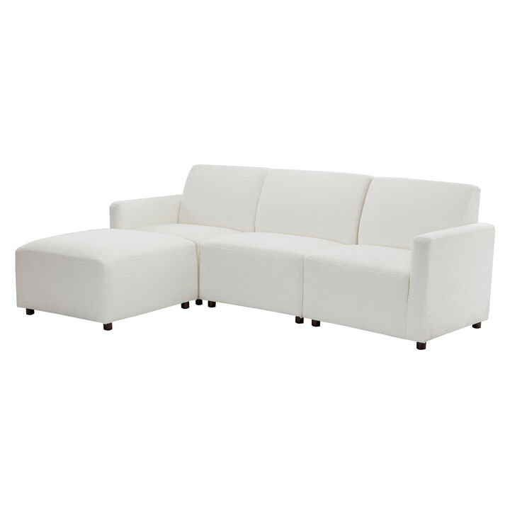 Duvall 4 Piece Modular Sofa - Cream Boucle Performance Fabric