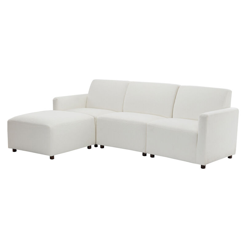 Duvall 4 Piece Modular Sofa - Cream Boucle Performance Fabric