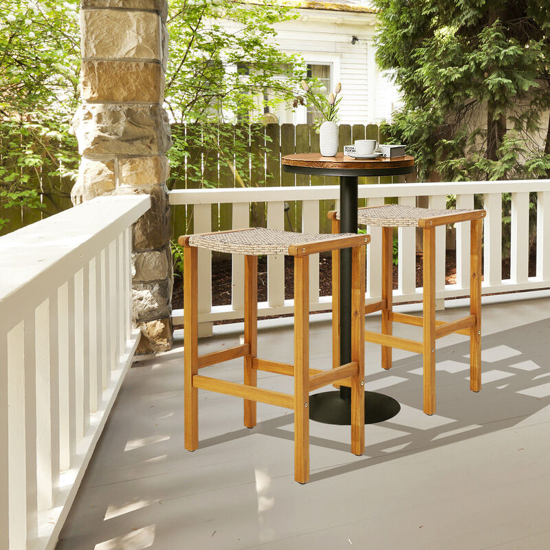 Patio Wood Bar Stools Set of 4