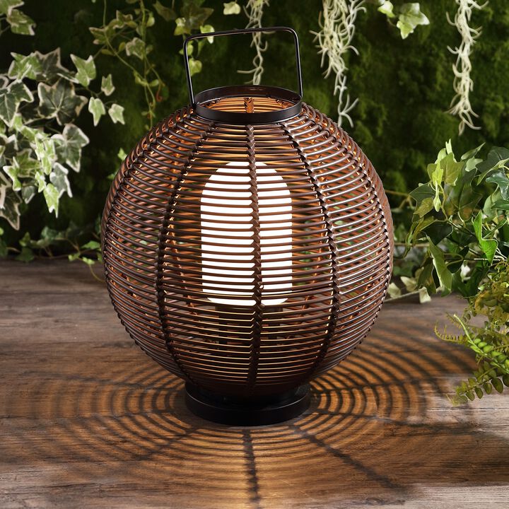 Jigu Outdoor Woven Globe Asian LED Lantern