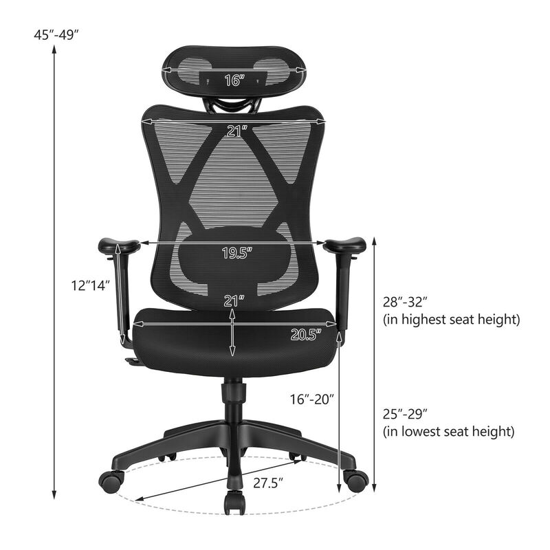Costway Reclining Mesh Office Chair Swivel Chair w/ Adjustable Lumbar Support