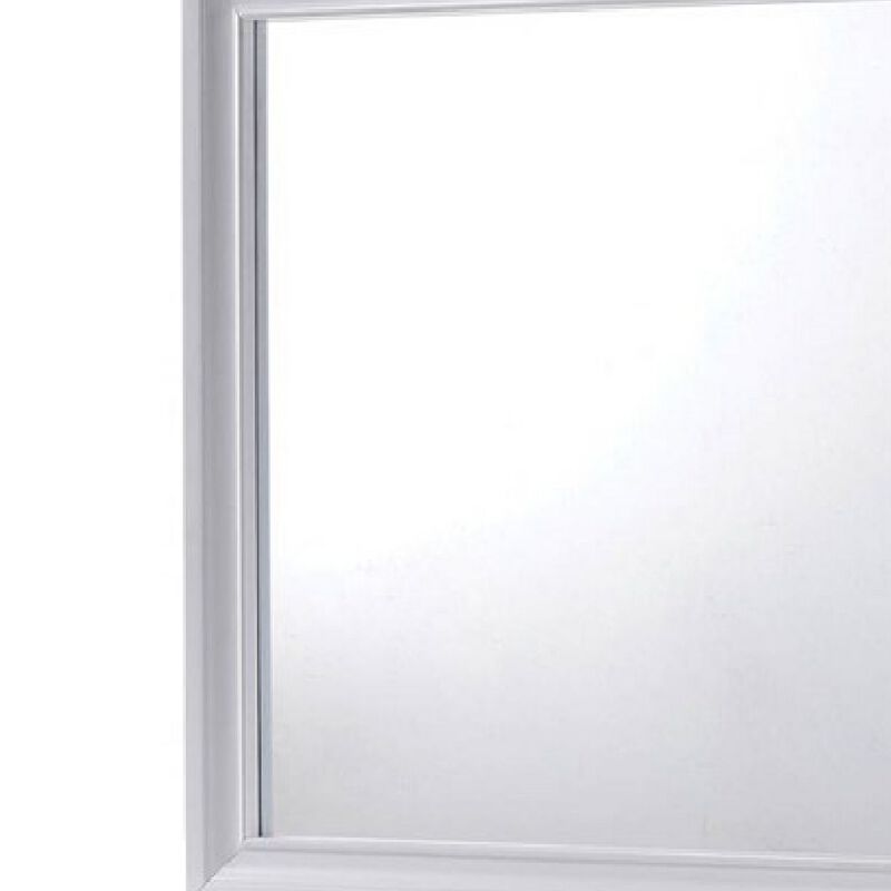 Wall Mirror with Molded Wooden Frame, White-Benzara