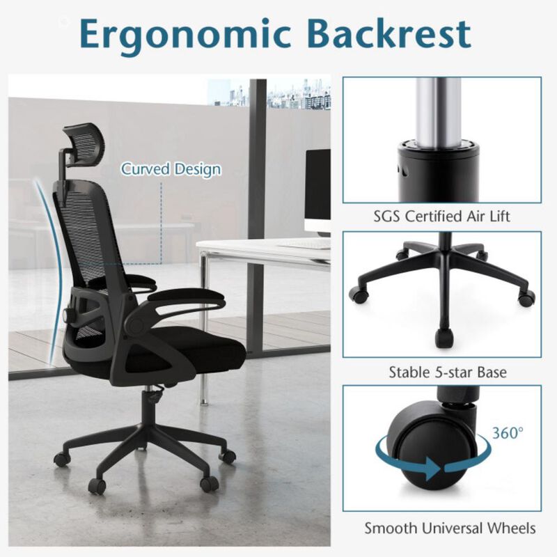 Adjustable Swivel Task Chair Ergonomic Office Chair with Adjustable Lumbar Support