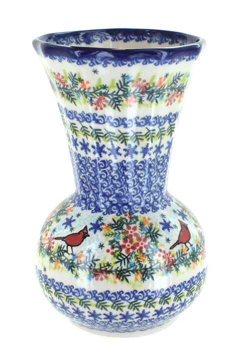 Blue Rose Polish Pottery Butterfly Vase