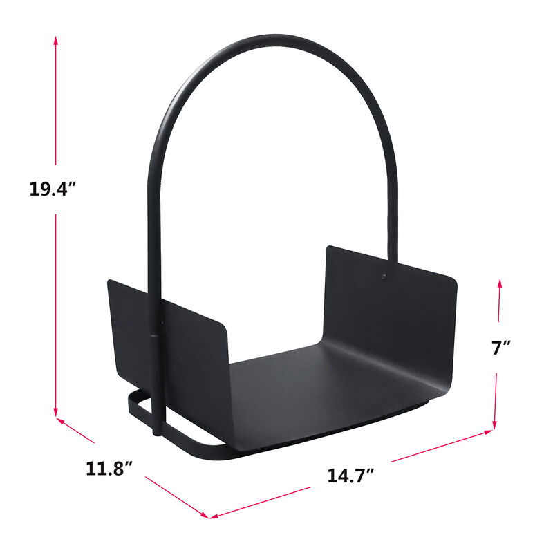 Metal Fireplace Log Holder, Portable Firewood Carrier & Storage Rack