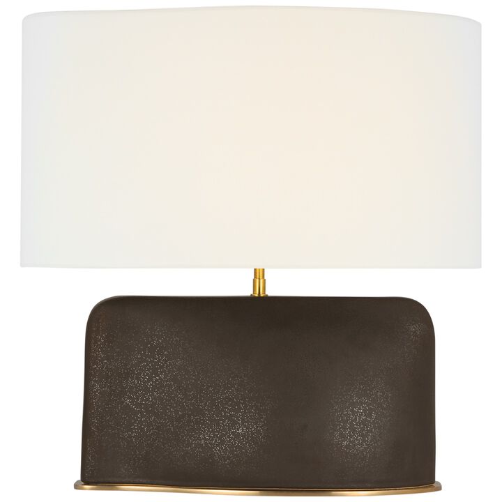 Amantani Medium Sculpted Form Table Lamp in Stained Black Metallic