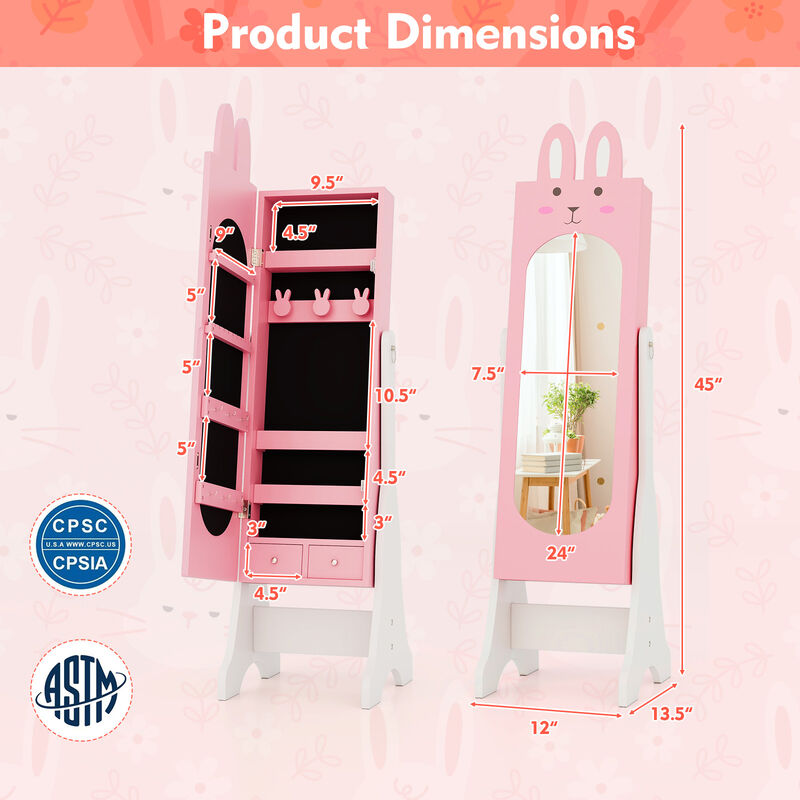 Kids Jewelry Armoire Cabinet with 2 Tilt Angles and Large Storage Capacity