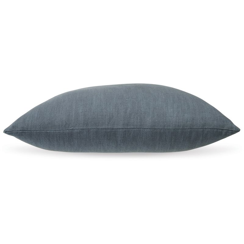 Ina 22 Inch Accent Throw Pillow Set of 4, Square, Classic Blue Cotton Linen -