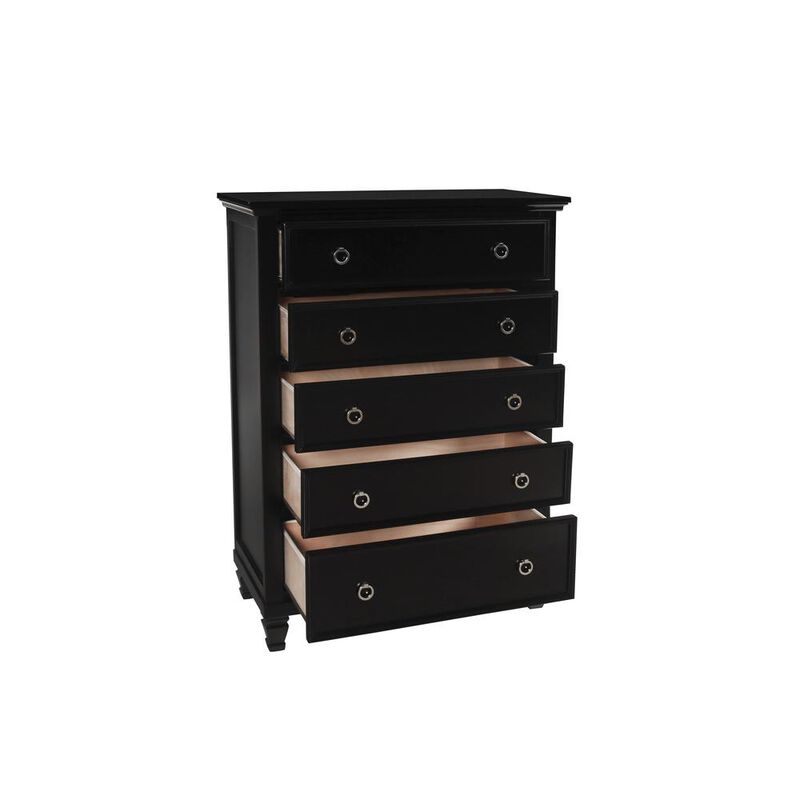 New Classic Furniture Furniture Tamarack Solid Wood 5-Drawer Chest in Black