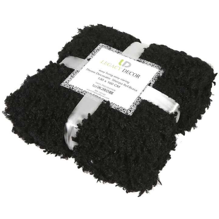 Legacy Decor Luxury Faux Micro Fur Wave Design Ultra Plush and Super Soft Sherpa Fleece Decorative Throw Blanket, Grey 51” x 60”