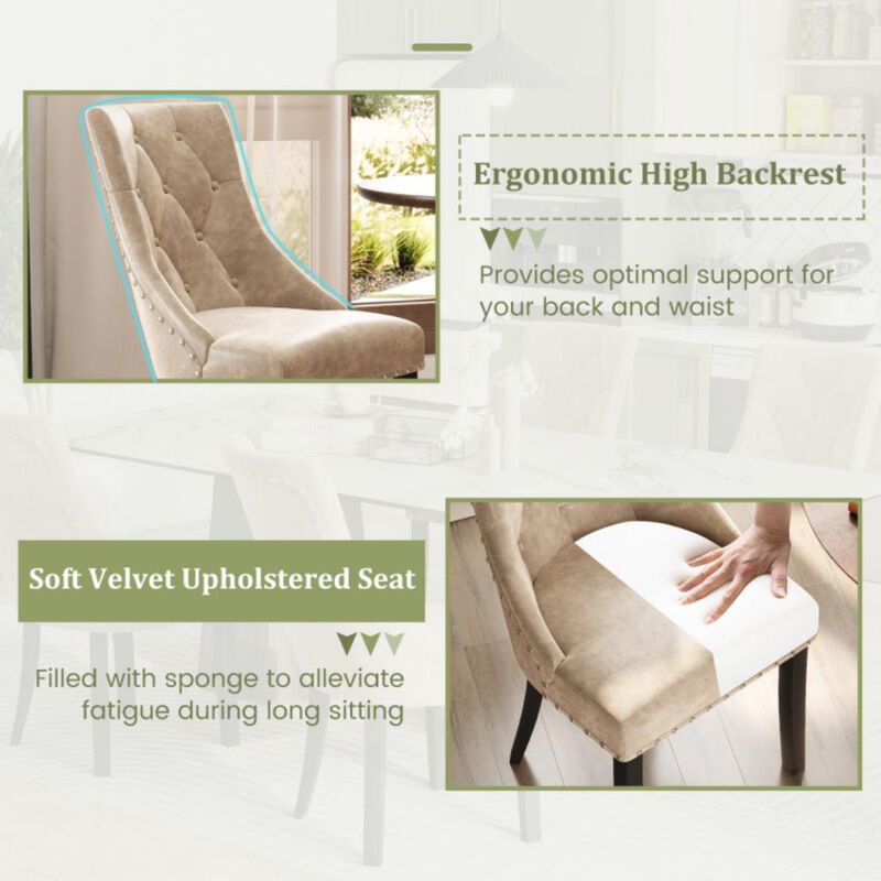 Tufted Wingback Upholstered Dining Chairs Set of 2 for Elegant Dining Room Seating