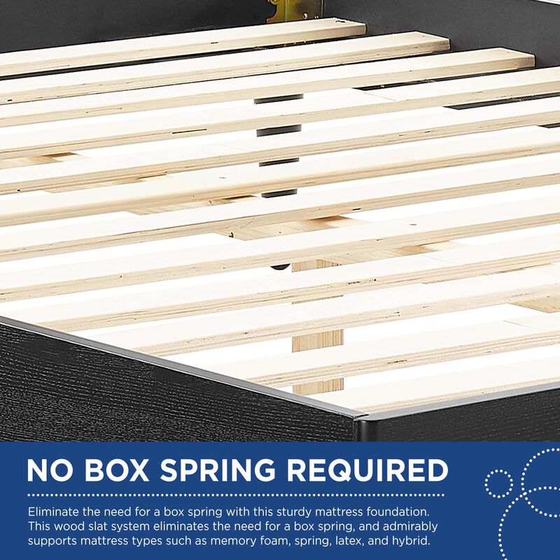 Modway - Sidney Cane and Wood King Platform Bed with Splayed Legs