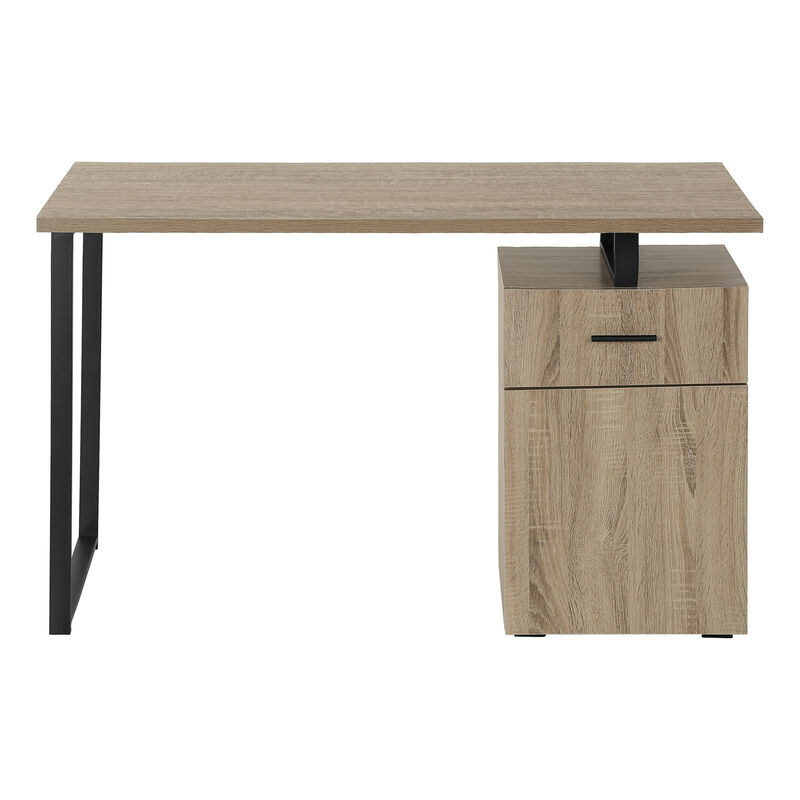 Monarch Specialties I 7764 Computer Desk, Home Office, Laptop, Left, Right Set-up, Storage Drawers, 48"L, Work, Metal, Laminate, Brown, Black, Contemporary, Modern
