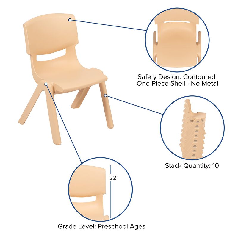 Flash Furniture Whitney 2 Pack Natural Plastic Stackable School Chair with 12" Seat Height