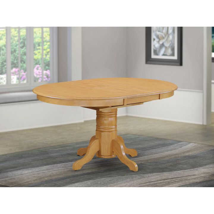 East West Furniture Avon  Single  Pedestal  Oval    Table  With  18  Butterfly  leaf,  Oak  Finish