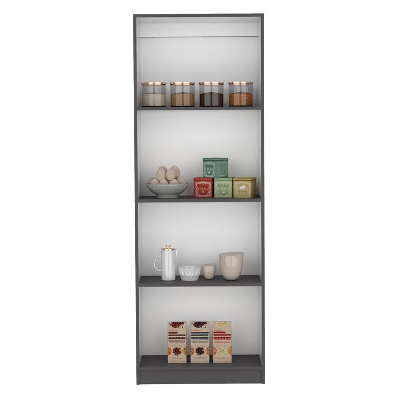Home Bookcase with 4-Shelf Modern Display Unit for Books and Decor -Matt Gray / White