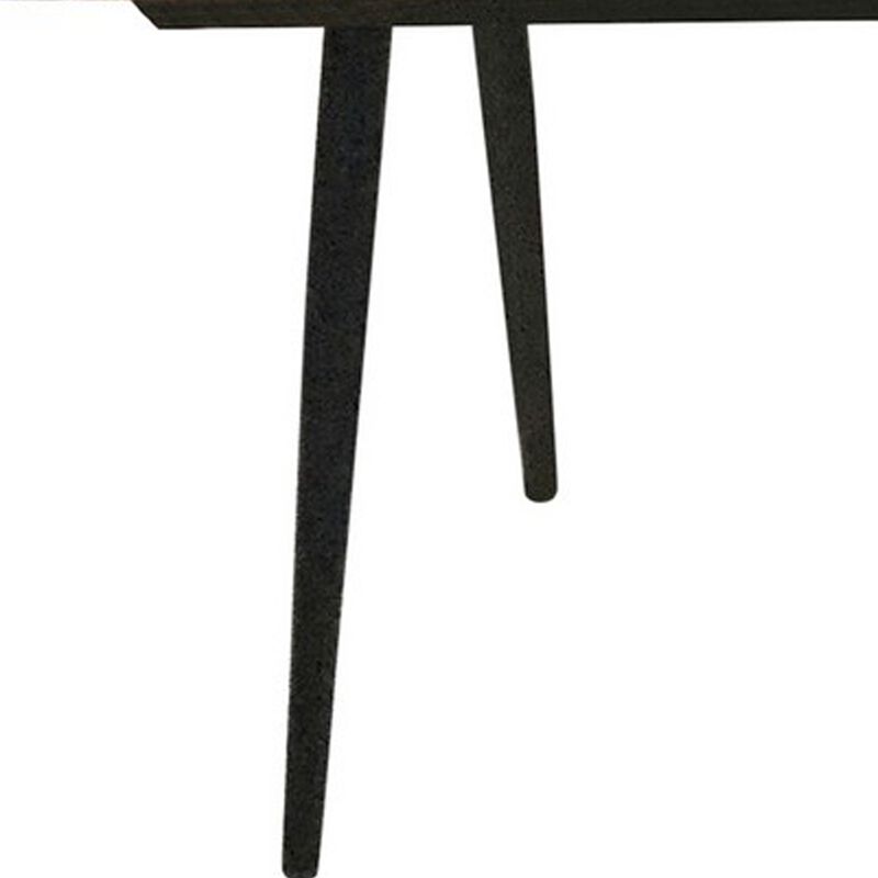 Bench with Tufted Leatherette Seat and Metal Legs, Brown-Benzara