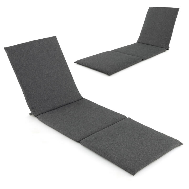 Outdoor Chaise Lounge Cushion Patio Furniture Folding Pad with Fixing Straps