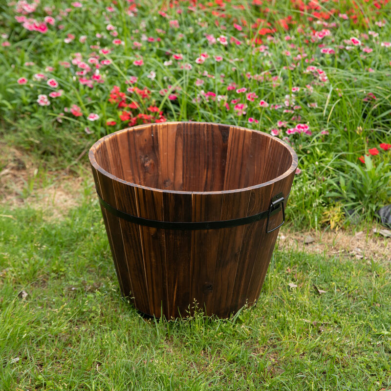 Wooden Whiskey Barrel Planters, Large