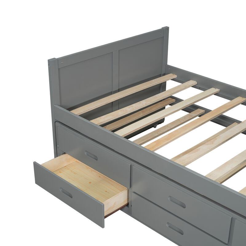 Merax Platform Bed with Desk and Storage Shelf
