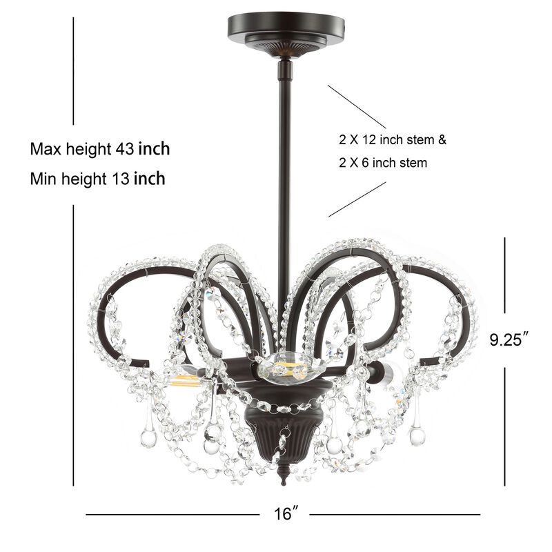 Caroline Metal/Crystal LED Adjustable Chandelier