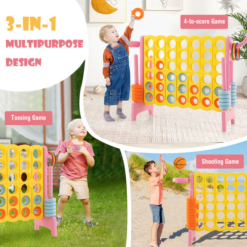 4-in-a-Row Connect Game with Basketball Hoop and Toss Ring