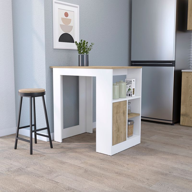 Streamdale Aurora Kitchen Island with Open Compartment and Cabinet
