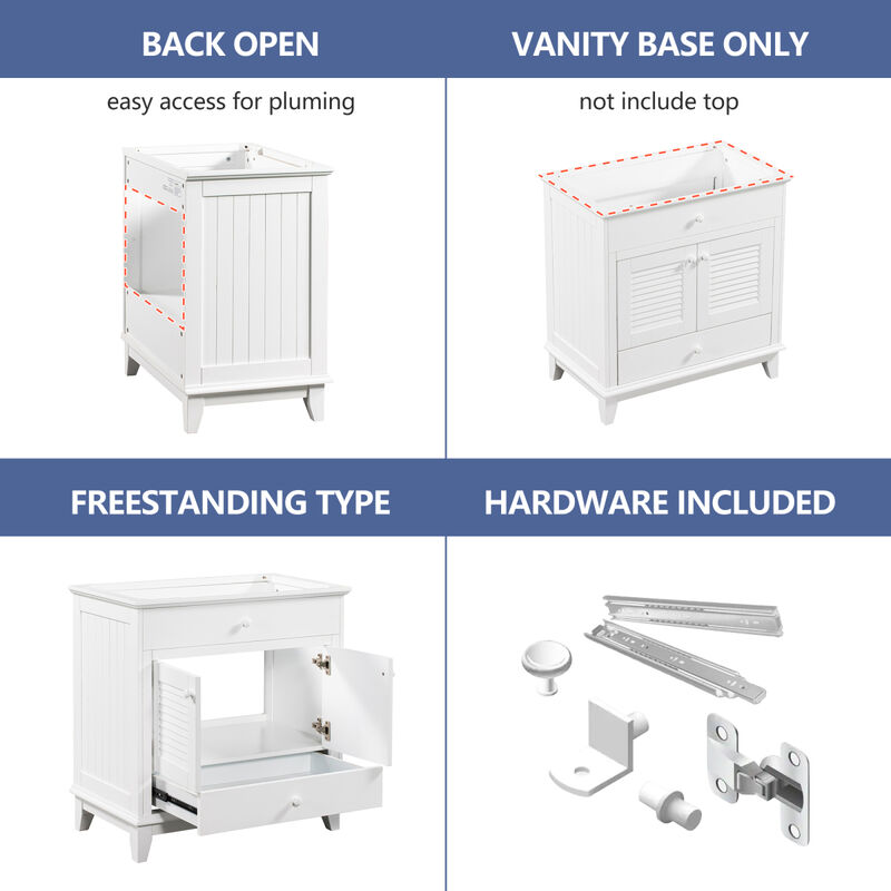 30" Bathroom Vanity Base Without Sink, Bathroom Cabinet With Two Doors And One Drawer