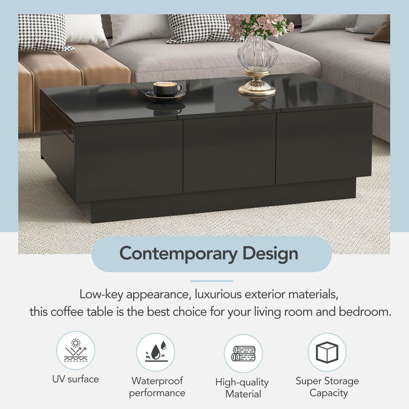 Merax Coffee Table Extendable Cocktail Table with 2 Drawers