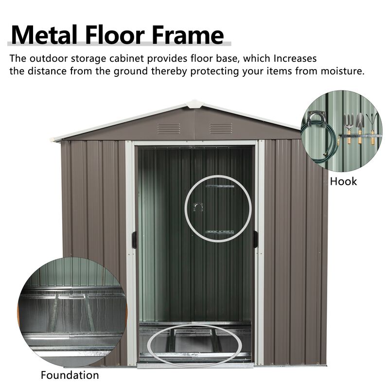 MONDAWE 6ft x 5ft Outdoor Galvanized Steel Metal Storage Shed