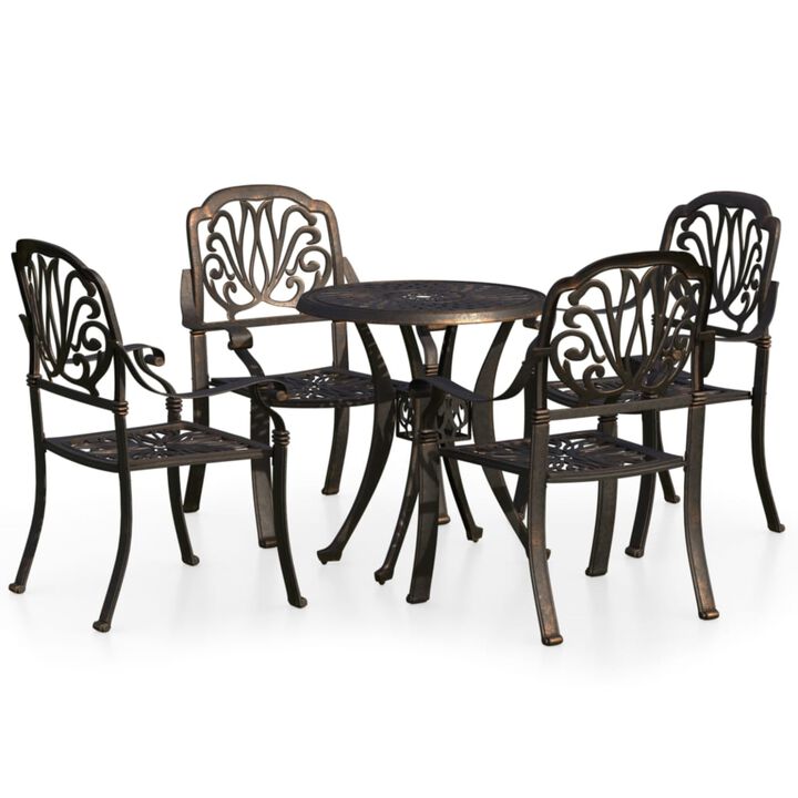 vidaXL 5 Piece Bistro Set Cast Aluminum Bronze