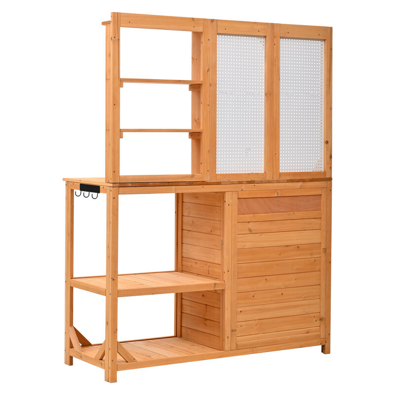 Merax Fir Wood Potting Bench with Hutch