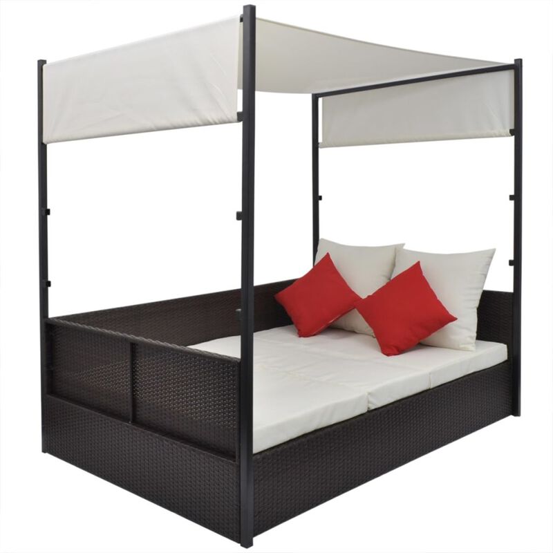 vidaXL Garden Bed with Canopy Brown 74.8"x51.2" Poly Rattan