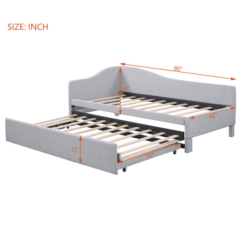 Merax Upholstered L-Shaped Daybed with Pop Up Trundle