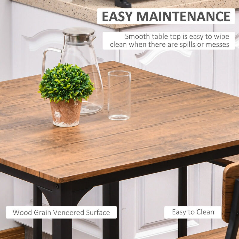 Walnut Dining Ensemble: 5-Piece Modern Counter Height Table Set
