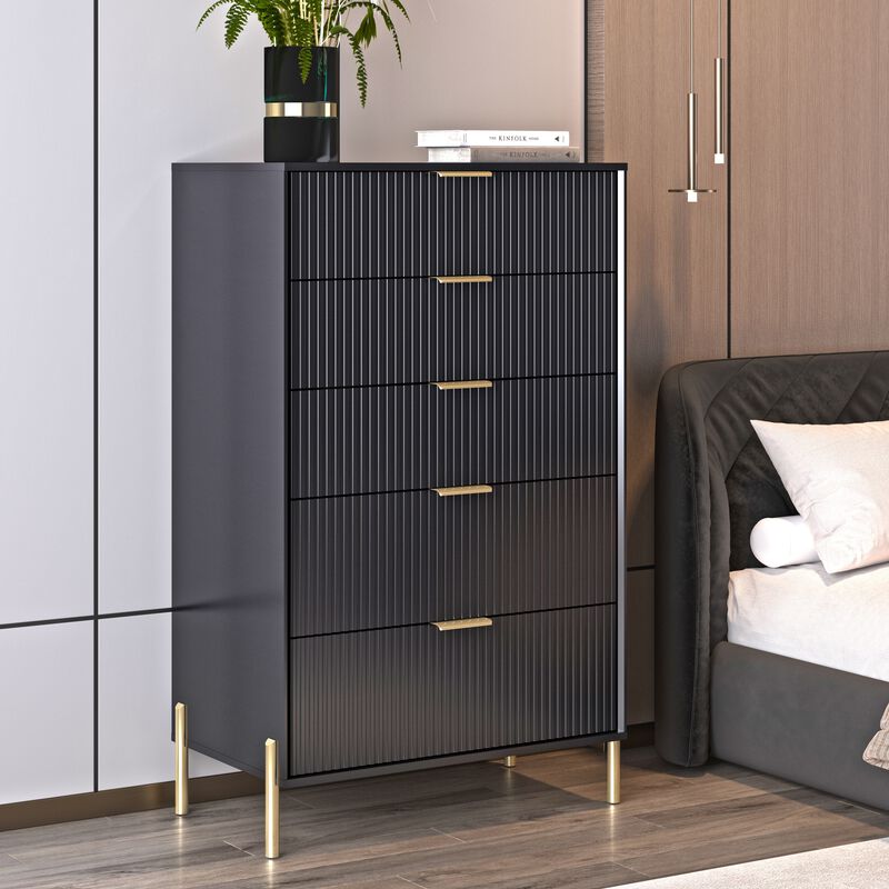 FESTIVO Modern 30" 5-Drawer Dresser Chest with Metal Handles