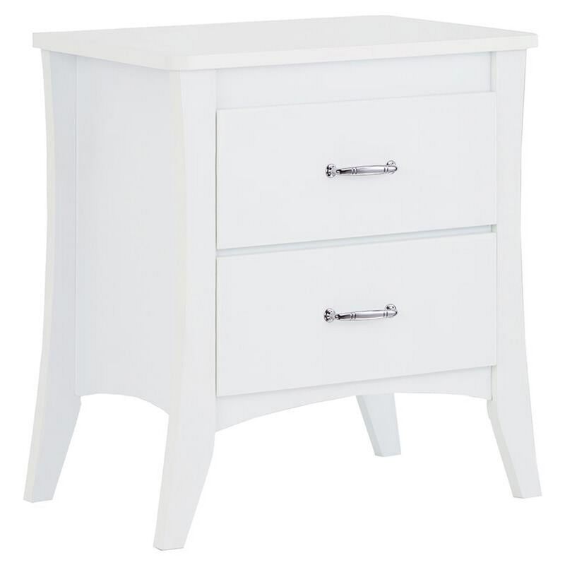Contemporary Style 2 Drawers Wood  Nightstand By Babb, White-Benzara
