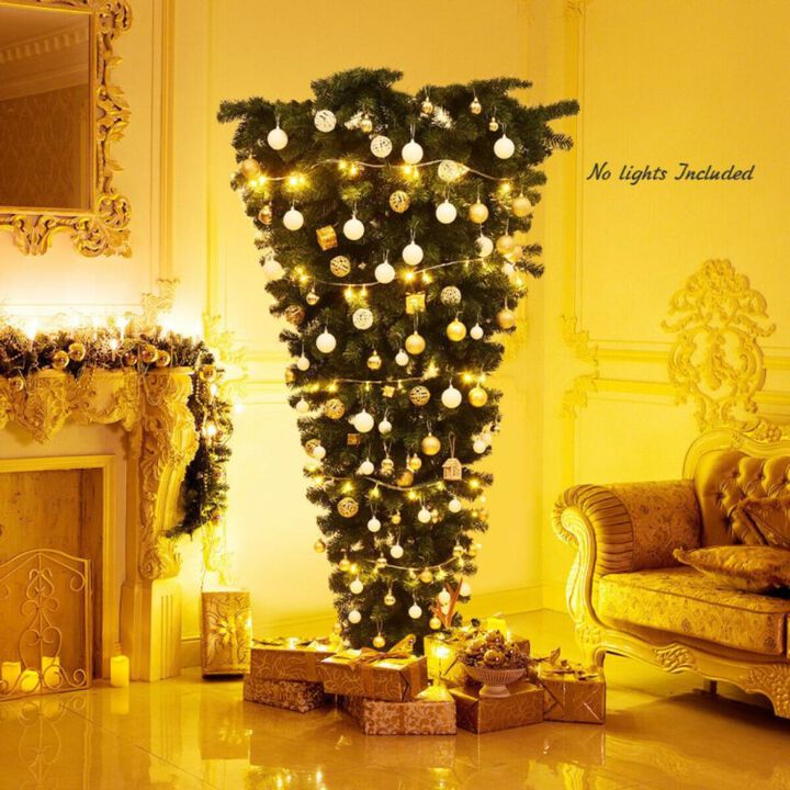Hivvago 7 Feet Unlit Upside Down Artificial Christmas Tree