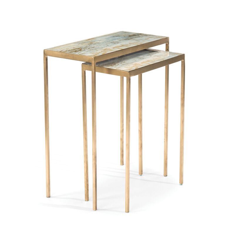Austin A. James' Lustrous Sky Stacking Tables (Set of Two)