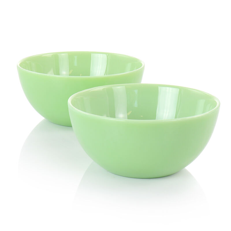 Martha Stewart 2 Piece 6 Inch Jadeite Glass Bowl Set in Jade Green