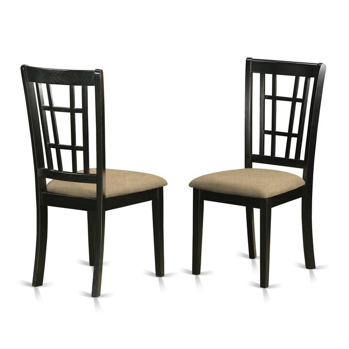 East West Furniture NIC-BLK-C Nicoli Kitchen Chair with Linen Fabric Seat
