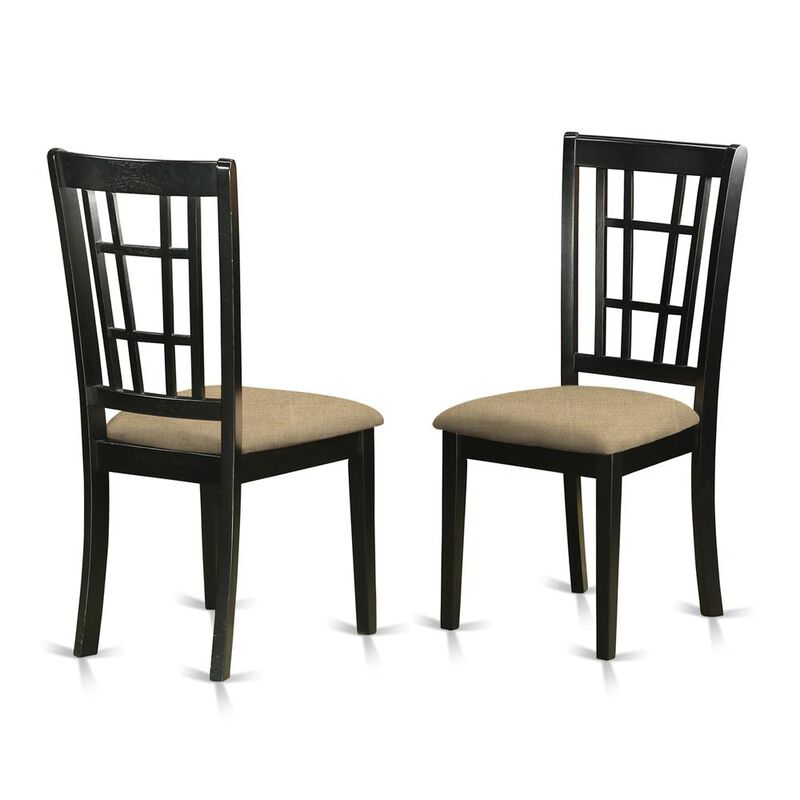 East West Furniture NIC-BLK-C Nicoli Kitchen Chair with Linen Fabric Seat