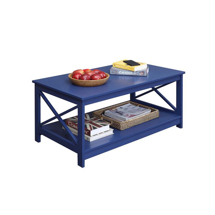 Convenience Concepts Oxford Coffee Table with Shelf, Cobalt Blue