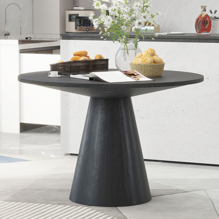 Gewnee Retro Round Dining Table Minimalist Elegant Table for Living Room, Dining Room (Black)