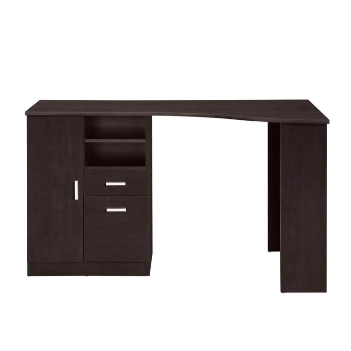 Classic Office Desk With Storage, Espresso