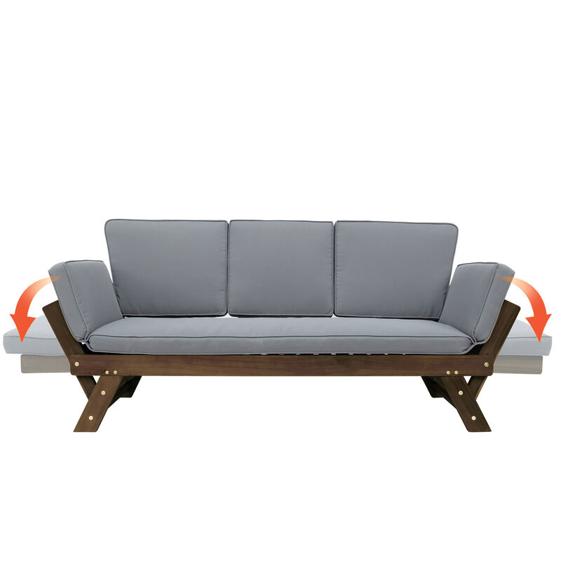 Merax Solid Outdoor Adjustable Patio Wooden Daybed Sofa